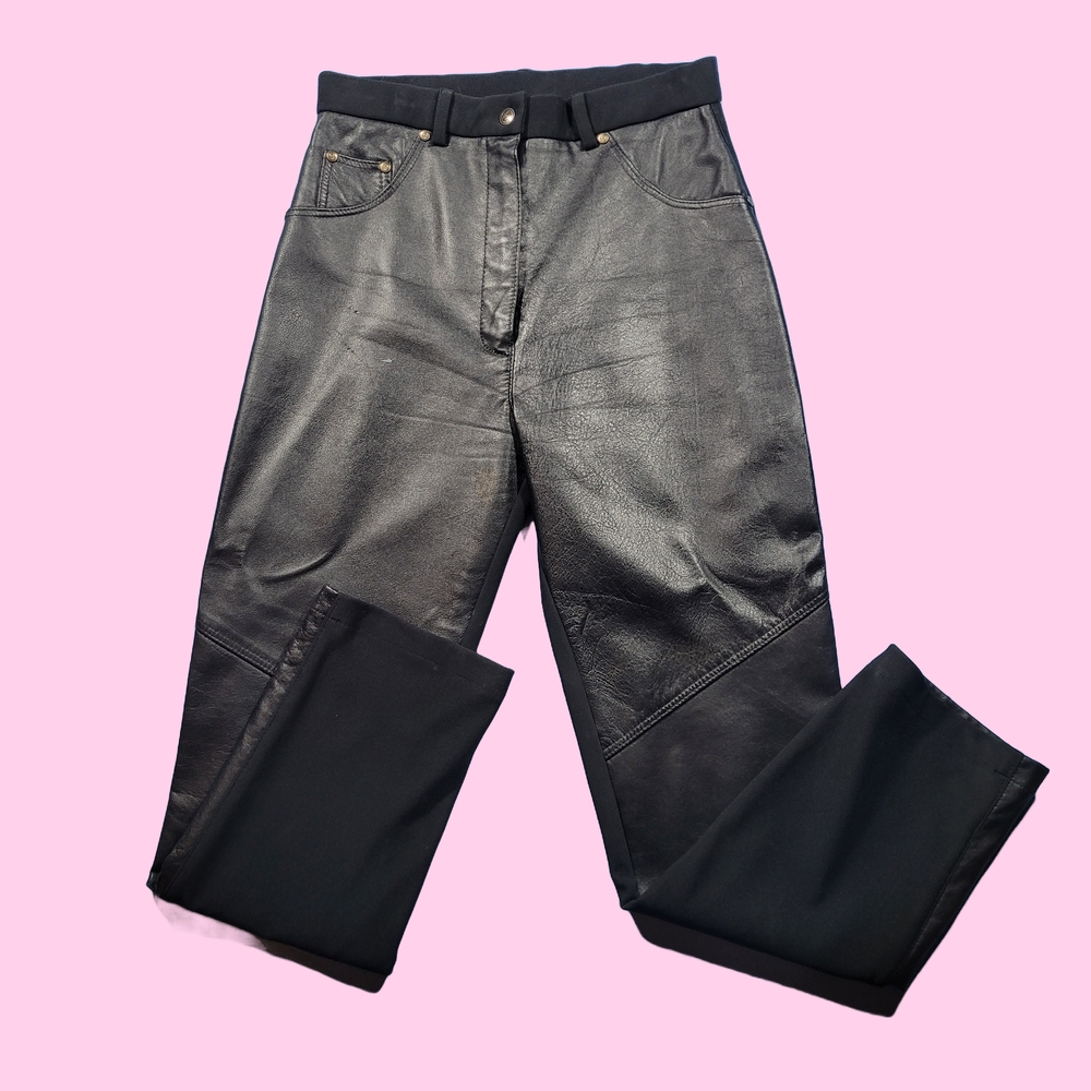 Women's Black Leather Vintage 90s Stretchy Pants